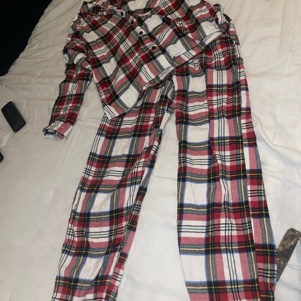 Plaid Pajama Set in Red and White